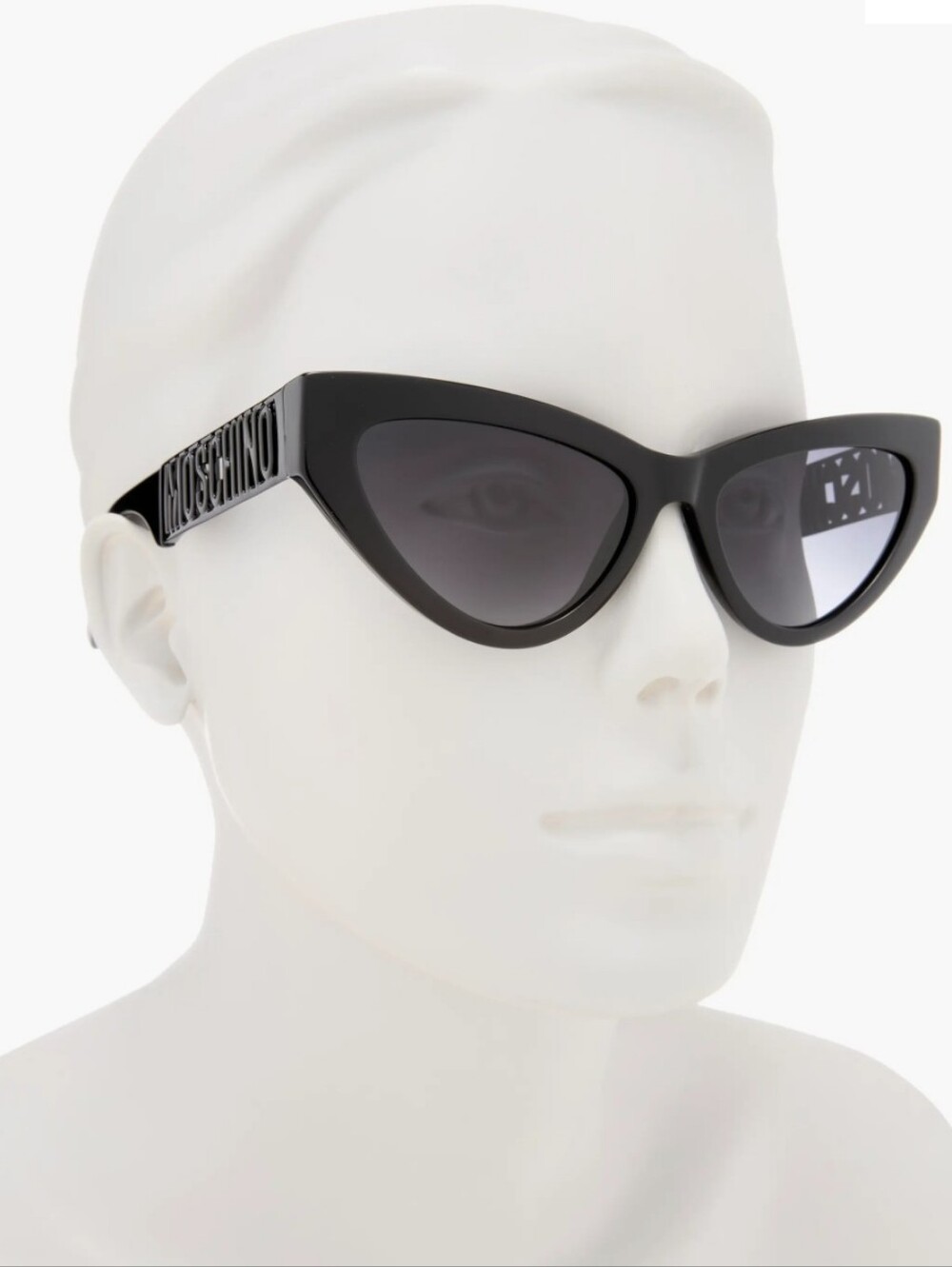 NWT Moschino Black Logo Cat-Eye Sunglasses Logo Letters Cutout Temples